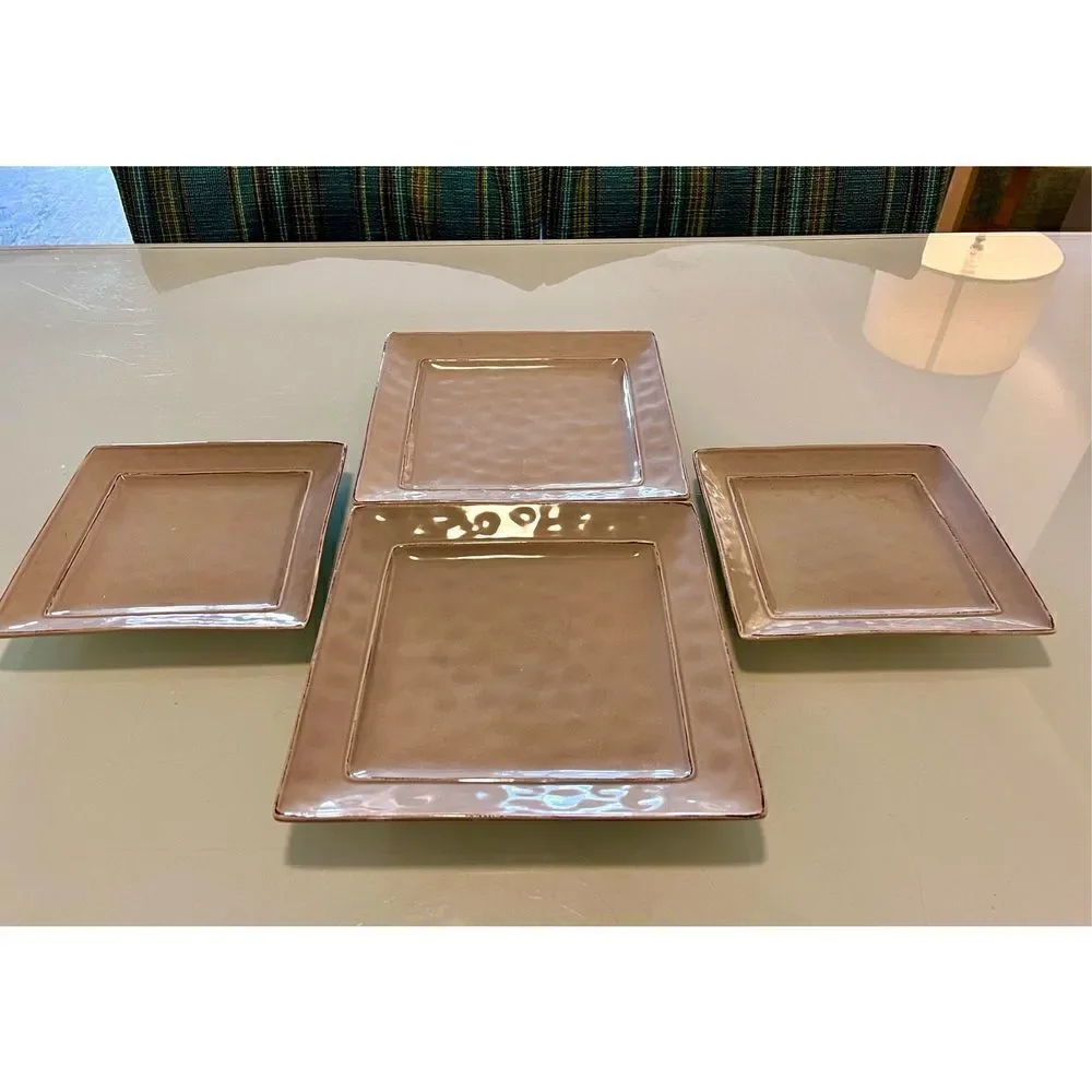 Pier 1 Martillo Fog Square 2 Dinner Plate & 2 Salad Plates NOS Set of 4 Disconti